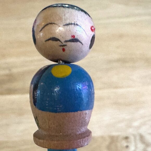 Omega Pencil with Kokeshi Topper, Japanese Folk Art, Vintage Circa 1950s - Picture 13 of 16